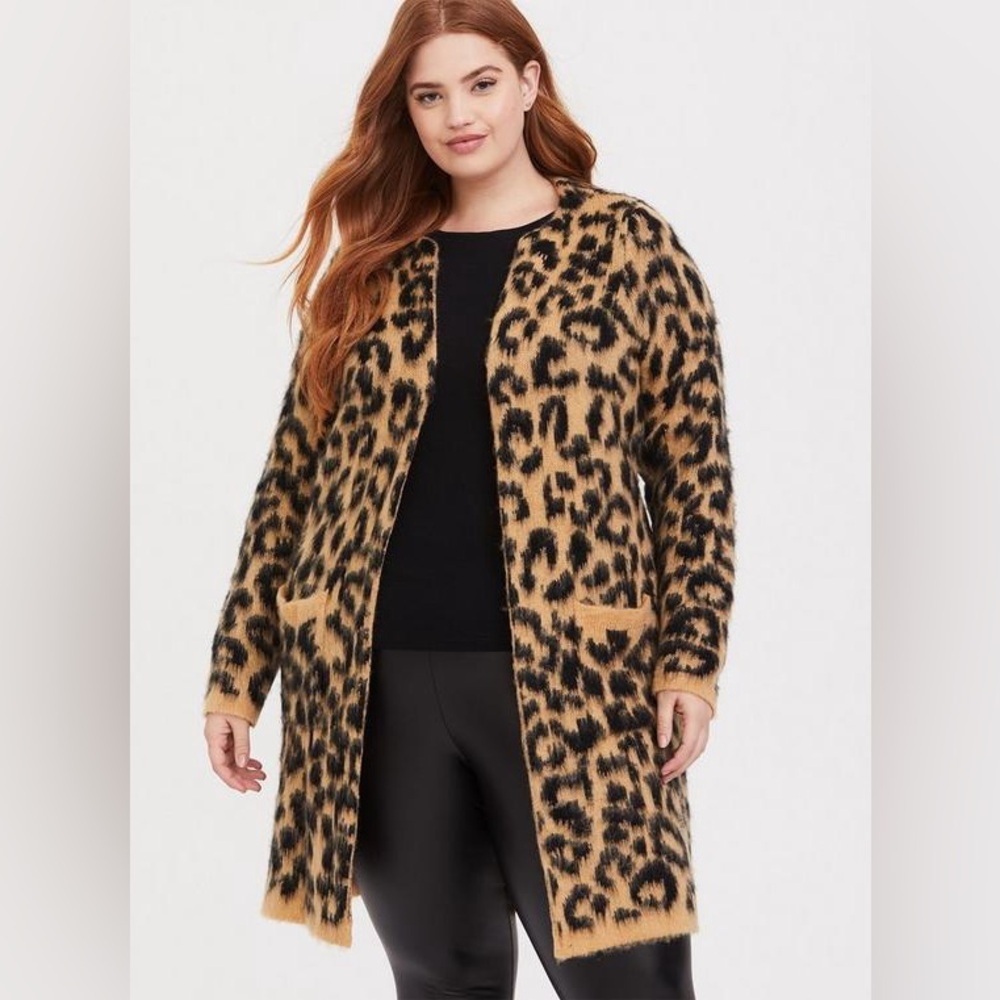 Torrid Leopard Brushed Duster Cardigan Size 4x Animal Print